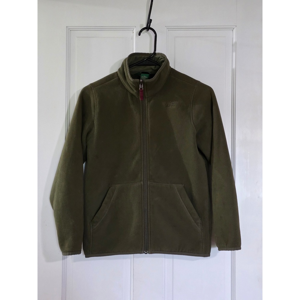 Vintage L.L. Bean Full Zip Fleece Jacket Olive Green M 10-12 505066 Reflective